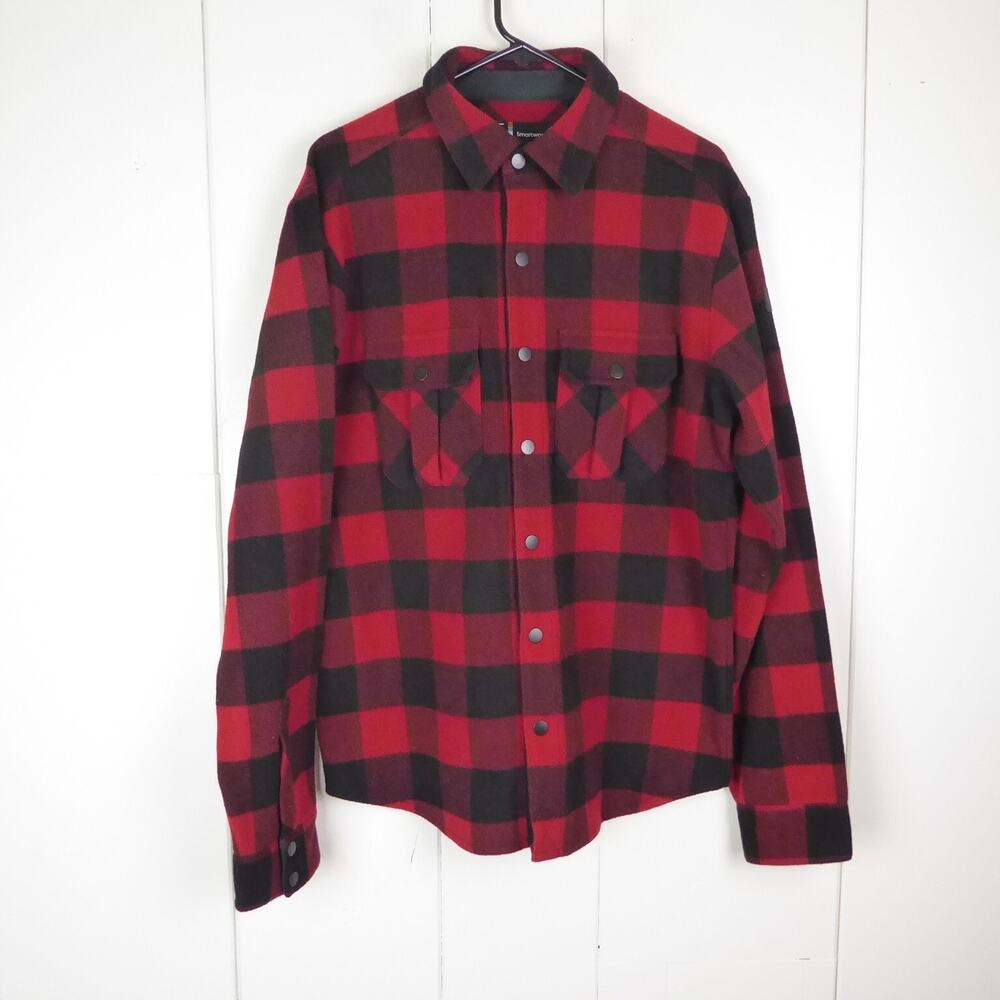 Smartwool Shirt Jacket Mens SZ M Anchor Line Wool Blend Snap Up Plaid Tartan